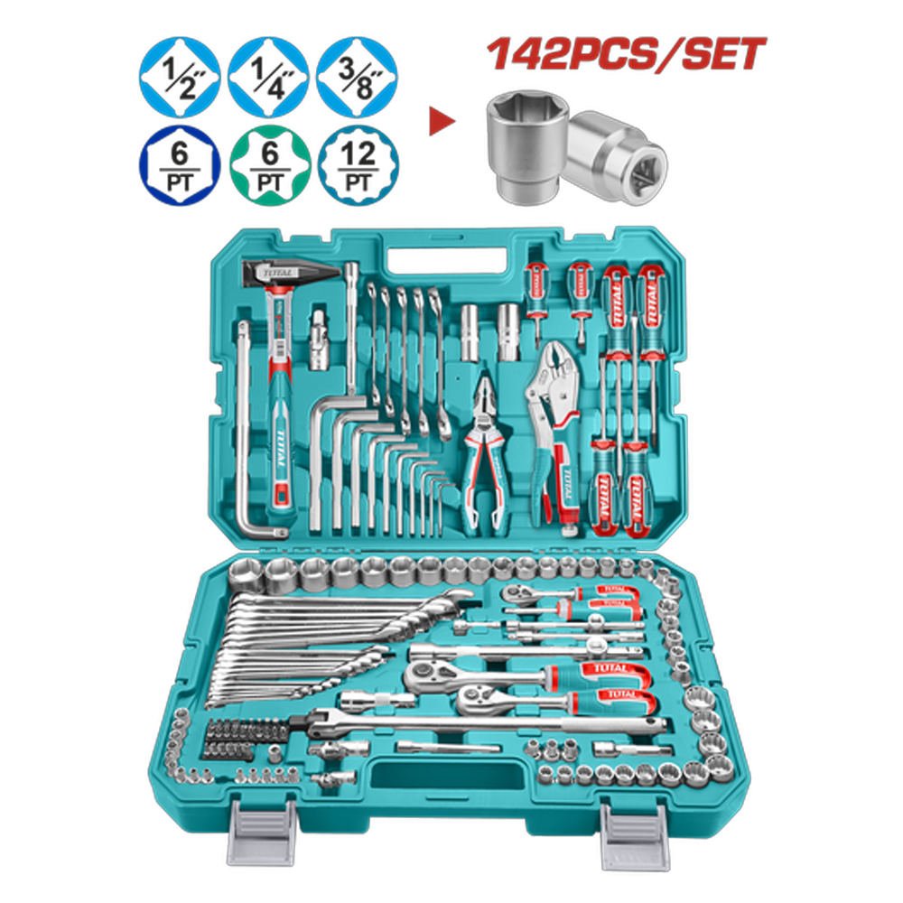 JUEGO DE HERRAMIENTAS X 142 PZS INDUSTRIAL TOTAL (THKTHP21426)