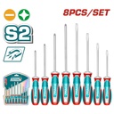 JUEGO DESTORNILLADORES X 8 PCS CROMO VANADIUM PUNTA IMANTADA INDUSTRIAL SUPER TOTAL (TKSDS0846)