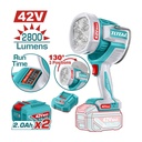 LAMPARA DE TRABAJO 42V 2800 LUMENES INCLUYE  BATERIAS 2.0AH Y CARGADOR INDUSTRIAL SUPER TOTAL (UTWLI42896)