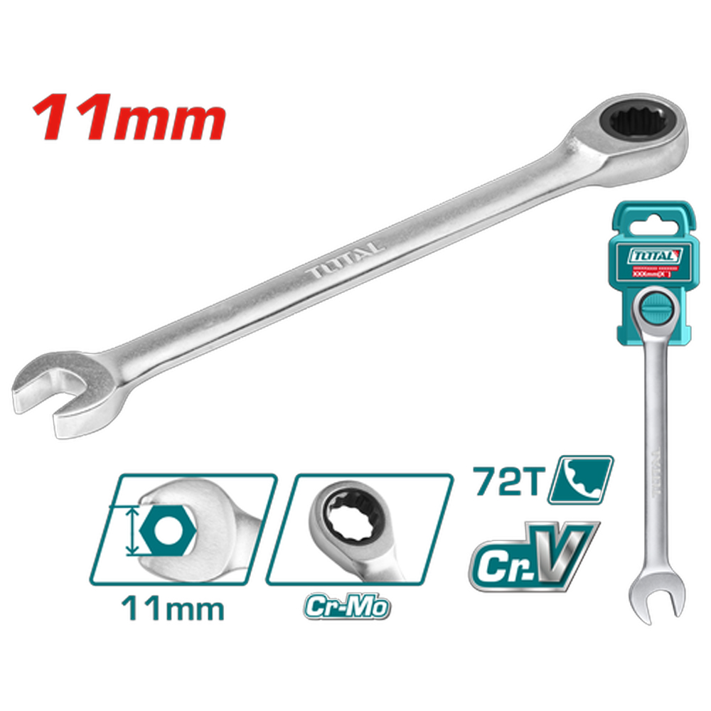 LLAVE MIXTA 11MM CON RACHE CR/V INDUSTRIAL SUPER TOTAL (TCSPAR111)