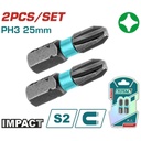 PUNTAS TALADRO IMANTADA PH3 25MM (+) (+) JUEGO X 2 PZS INDUSTRIAL SUPER TOTAL (TACIM71PH325)