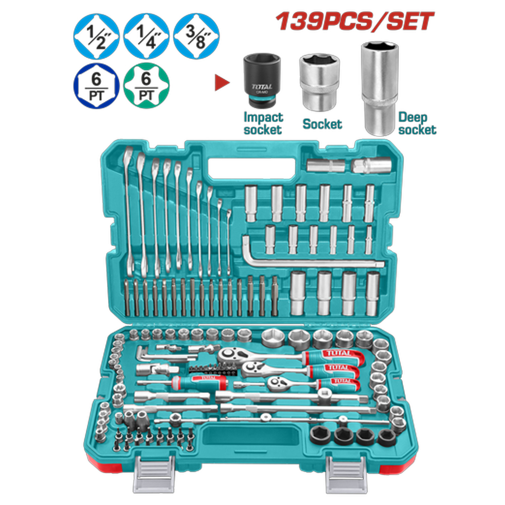 RACHE CON COPAS  1/2,1/4,3/8 X 139 PZS INDUSTRIAL SUPER TOTAL (THKTHP21396)