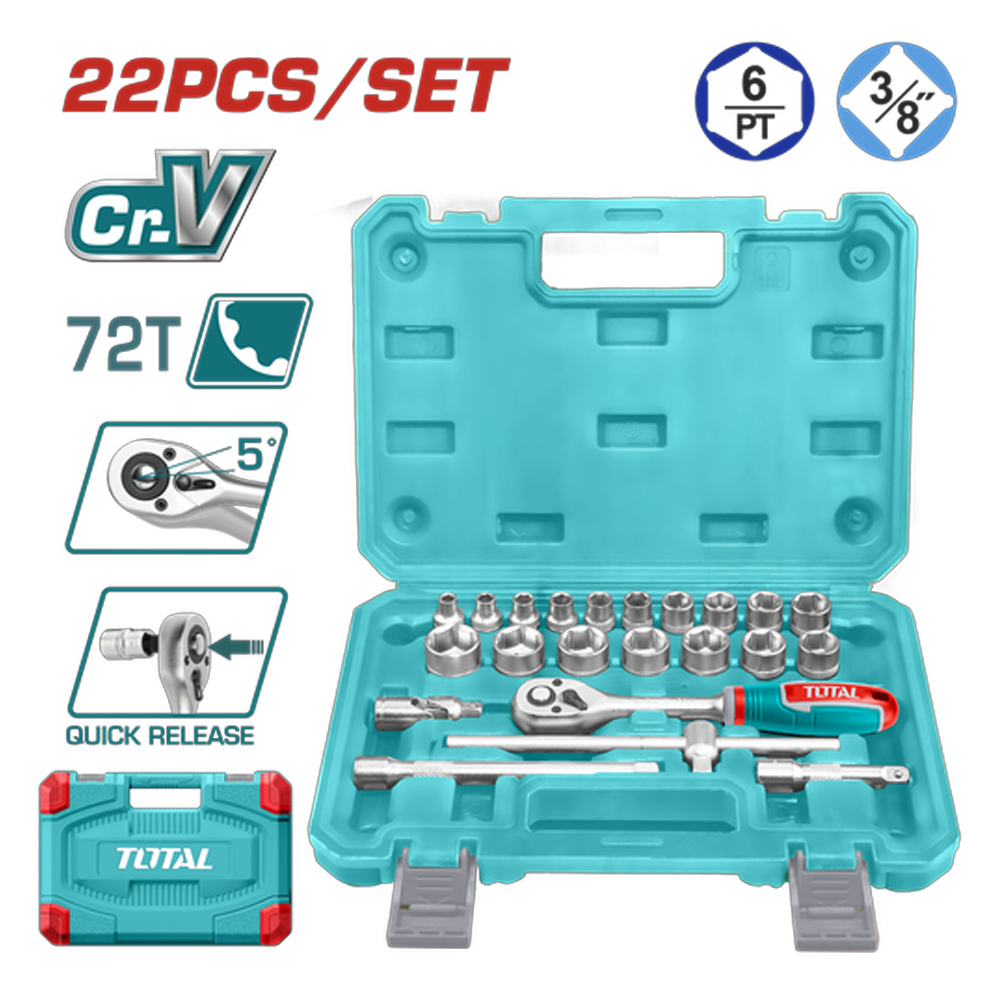 RACHE CON COPAS 3/8" X 22 PZS INDUSTRIAL SUPER TOTAL (THT381221)