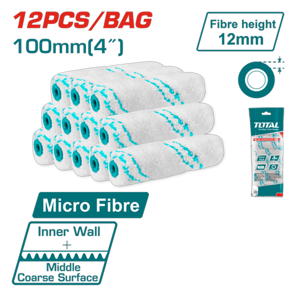 REPUESTO DE RODILLO 4" DE MICROFIBRA X 12 PZS SUPER TOTAL (THRC560412)