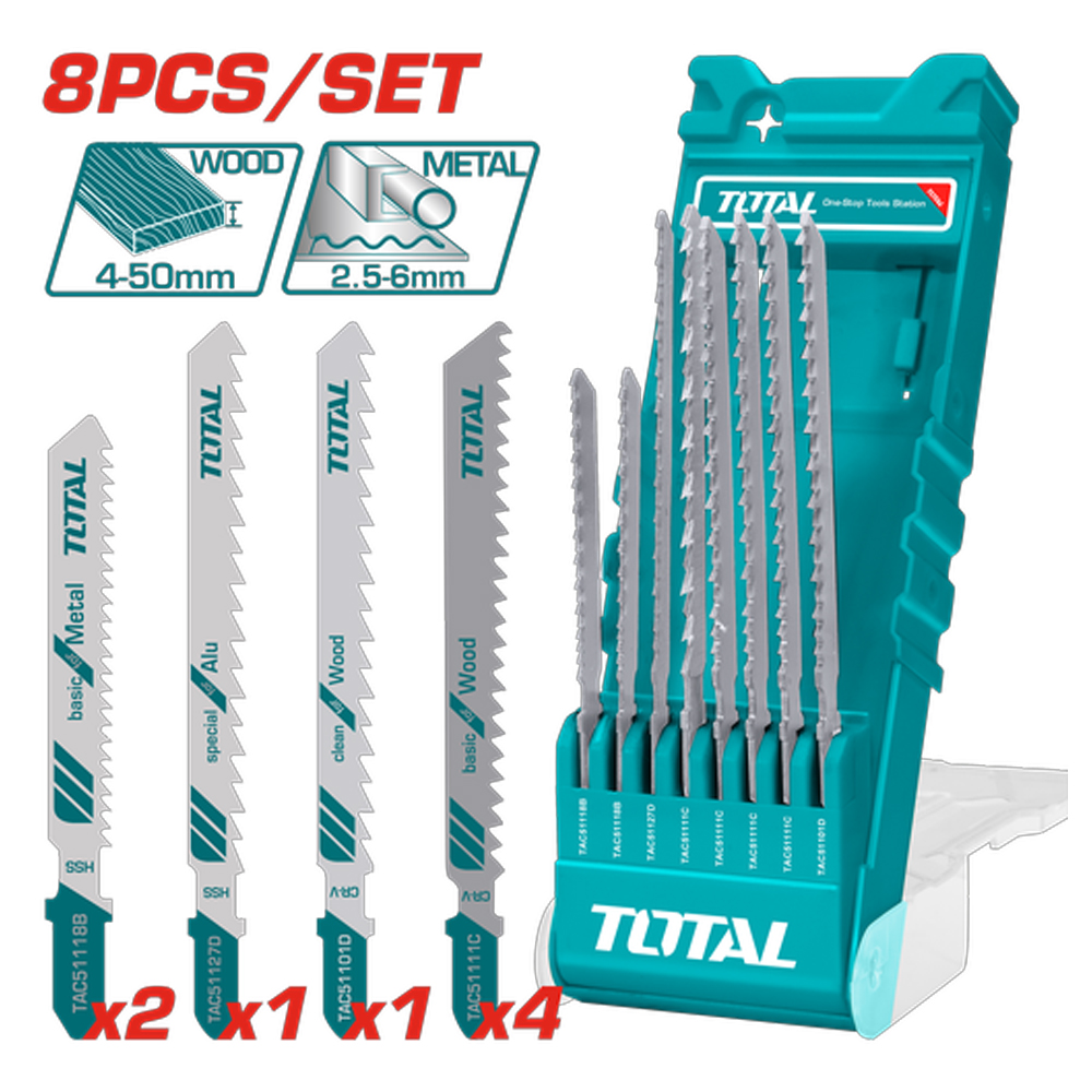 SET DE SEGUETA SIERRA CALADORA X 8 PCS PARA MADERA Y METALES SUPER TOTAL (TACSD7386)