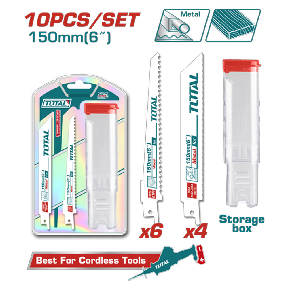 SET DE SEGUETA SIERRA SABLE  6" X10PCS PARA METALES TOTAL (TAC521002)