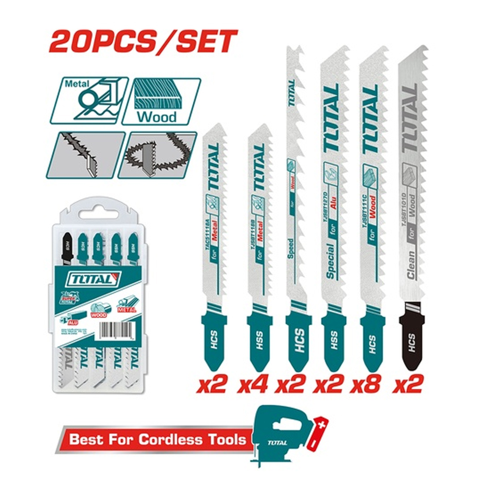 SET DE SEGUETA SIERRA SABLE  X20PCS PARA MADERA Y METALES SUPER TOTAL (TAC2001)