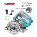 SIERRA CIRCULAR 4-3/8" 110V-1400W  INCLUYE UN DISCO DE CORTE (CORTE DE MARMOL Y BALDOSA) INDUSTRIAL TOTAL (UTS3141106)