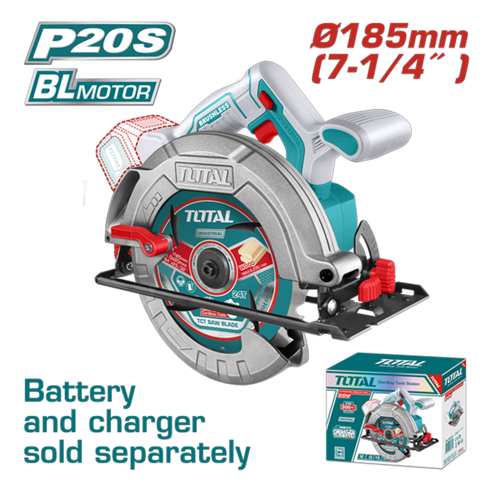 SIERRA CIRCULAR INALAMBRICA 20V 7 1/4 BATERIA Y CARGADOR NO INCLUIDO  INDUSTRIAL SUPER TOTAL  (TSLI1851)