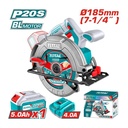 SIERRA CIRCULAR INALAMBRICA 20V 7 1/4" INCLUYE 1 BATERIA (5.0AH)  Y CARGADOR INDUSTRIAL TOTAL (UTSLI18513)