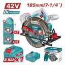 SIERRA CIRCULAR INALAMBRICA 42V 7-1/4" INCLUYE 1 BATERIA 2.5AH, CARGADOR Y ACCESORIOS INDUSTRIAL SUPER TOTAL (UTSLI4218511)