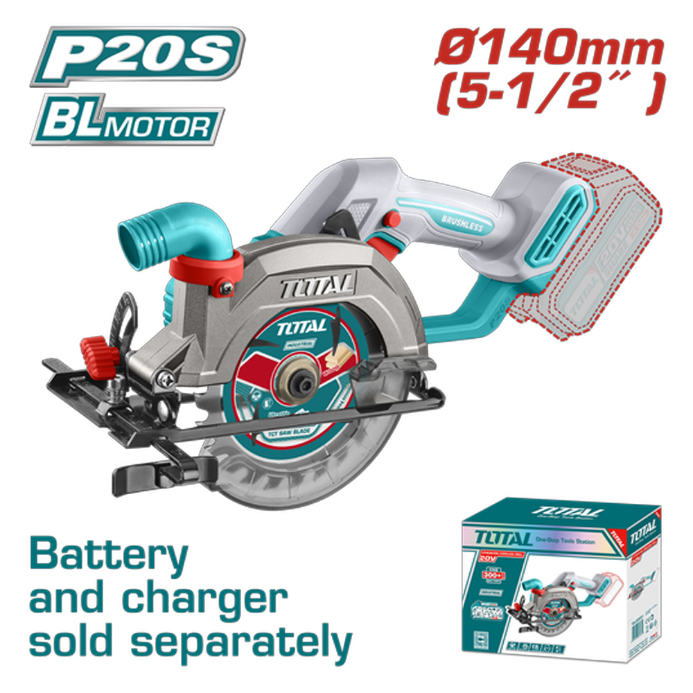 SIERRA CIRCULAR INALAMBRICA 5-1/2 BATERIA Y CARGADOR NO INCLUIDO INDUSTRIAL SUPER TOTAL (TSLI1402)