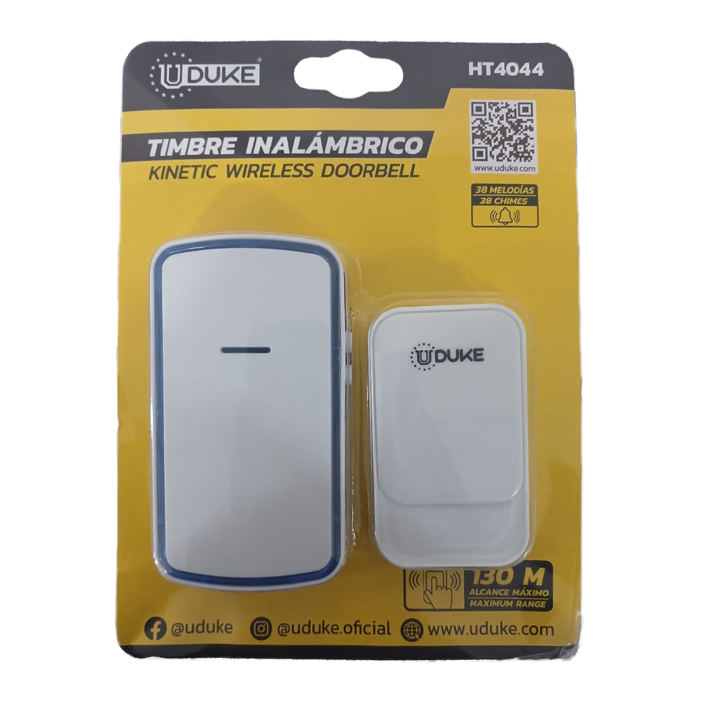 TIMBRE INALAMBRICO CINETICO BLANCO UDUKE  38 MELODIAS (ALCANCE 130 MTRS) (HT4044)