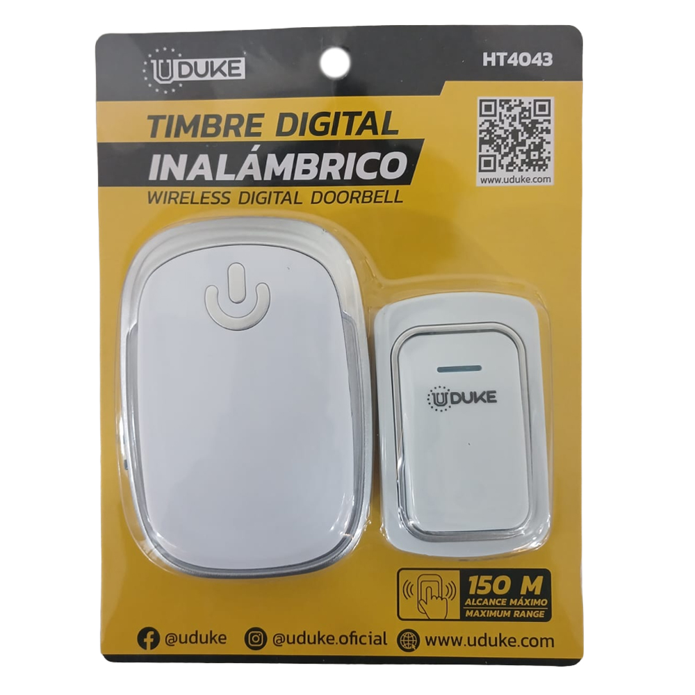 TIMBRE INALAMBRICO ENERGIA UDUKE FRECUENCIA GENERAL 25 MELODIAS (ALCANCE 150 MTRS) (HT4043)