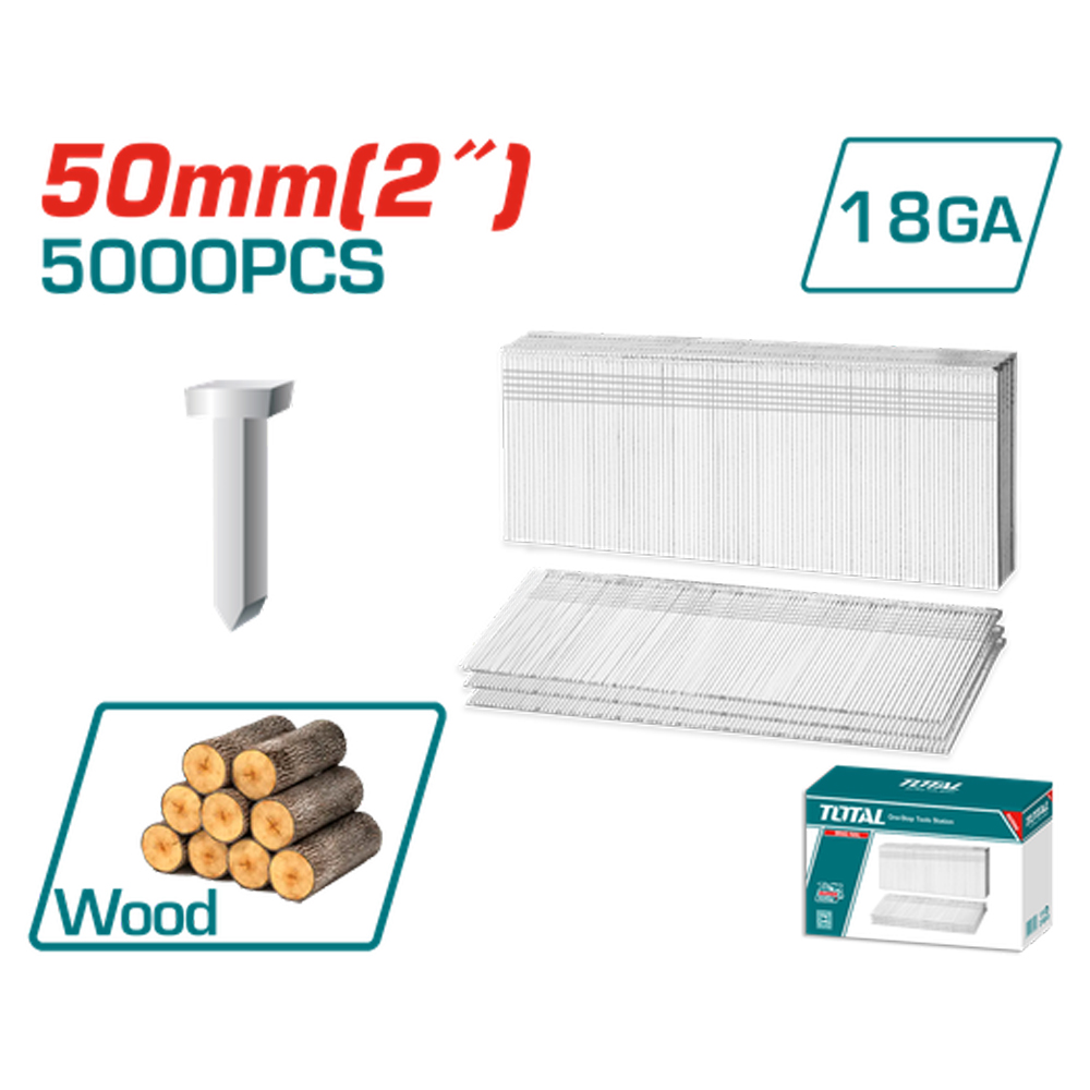 CLAVO 50MM PARA CLAVADORA NEUMATICA 5000 PZS TOTAL (TAC918501)