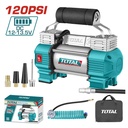 COMPRESOR MINI  20V 120 PSI 8.27BAR INCLUYE 4 ADAPATADORES  PARA CARRO  BATERIA Y CARGADOR SE VENDEN POR SEPARADO INDUSTRIAL SUPER TOTAL (TTAC2506)