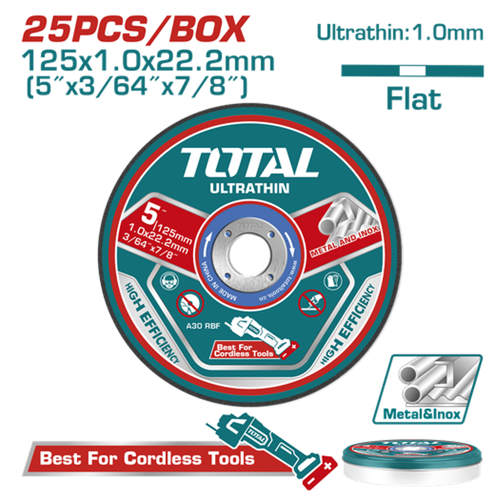 DISCO CORTE METAL/ACERO INOXIDABLE 5" JUEGO X 25 PCS TOTAL  (TAC21012525)