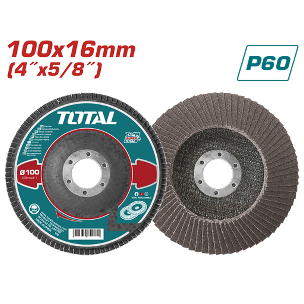 DISCO FLAP 4"  GRANO 60 (100X16MM) SUPER TOTAL (TAC6310060)