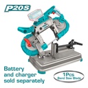 SIERRA CINTA INALAMBRICA 20V  127X127MM 0-120M/MIN INCLUYE 1 CINTA DE CORTE, CON LUZ  BATERIA Y CARGADOR SE VENDEN POR SEPARADO INDUSTRIAL  SUPER TOTAL (TBSLI20127)