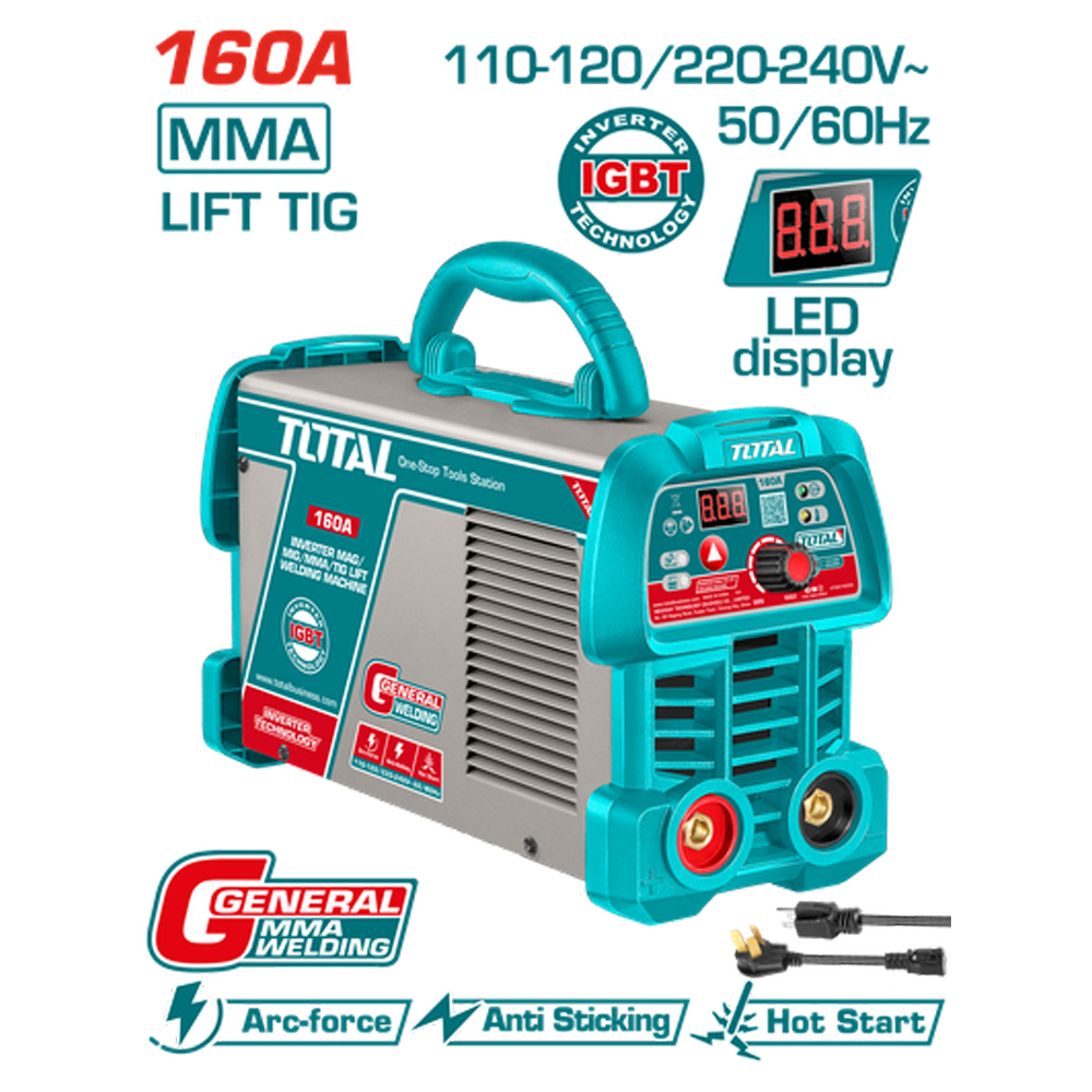 SOLDADOR INVERSOR DIGITAL 160A (MMA-LIFT TIG) 110-220V INDUSTRIAL SUPER TOTAL (UTW216059)