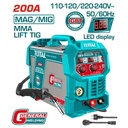SOLDADOR INVERSOR DIGITAL 200A (MMA-MIG-MAG-LIFT TIG-) 110-220V INDUSTRIAL SUPER TOTAL (UTMGT20058)