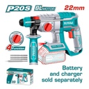 TALADRO ROTOMARTILLO INALAMBRICO SDS PLUS 20V 2.0 JOULES INDUSTRIAL INCLUYE 3 BROCAS Y 1 CINCEL BATERIA Y CARGADOR NO INCLUIDO TOTAL (TRHLI20208)