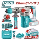 TALADRO ROTOMARTILLO SDS PLUS  4.5 JULES INCLYE  2 BATERIAS 5.0 AH, 1 CARGADOR  Y ACCESORIOS INDUSTRIAL SUPER TOTAL (UTRHLI202885)