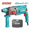 TALADRO ROTOMARTILLO SDS PLUS 650W 1,7 JOULES 110-120V INCLUYE 2 BROCAS Y 1 JUEGO DE ESCOBILLAS SUPER TOTAL (UTH306236)