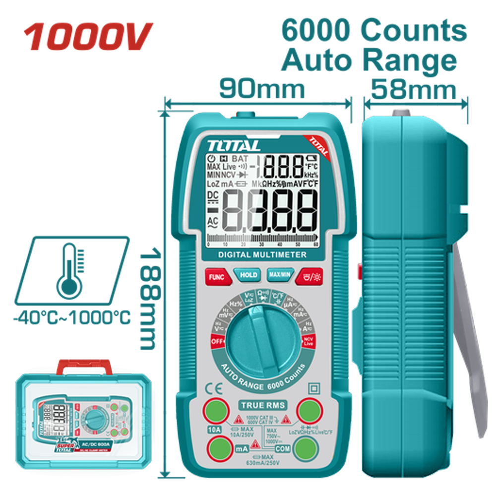 TESTER DIGITAL 1000V INDUSTRIAL  SUPER  TOTAL (TMT5310004)