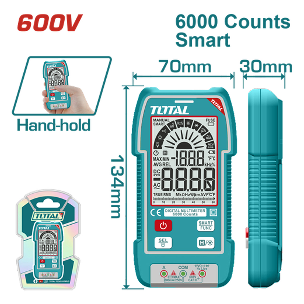 TESTER DIGITAL 600V 600 CONTEOS RMS INDUSTRIAL TOTAL (TMT516004)