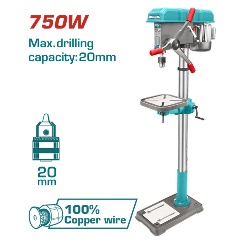 TALADRO DE BANCO 50/64" 750W INDUSTRIAL 16 VELOCIDADES TOTAL (UTDP207505)