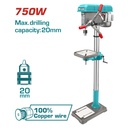 TALADRO DE BANCO 50/64" 750W INDUSTRIAL 16 VELOCIDADES TOTAL (UTDP207505)