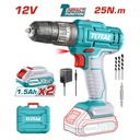 TALADRO DE IMPACTO INALAMBRICO 3/8" 12V INCLUYE 2 BATERIAS, 1 CARGADOR, 3 BROCAS Y  1 PUNTA TALADRO (+)(-) SUPER TOTAL (UTIDLI1228)