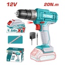 TALADRO INALAMBRICO  1/32-3/8  12V 20 N.M INCLUYE 1 BATERIA DE 1.5AH SUPER TOTAL (UTDLI1218)