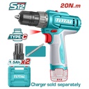 TALADRO INALAMBRICO 3/8" 12V 20NM INCLUYE 2 BATERIAS 1.5 AH SUPER TOTAL (TDLI12206)