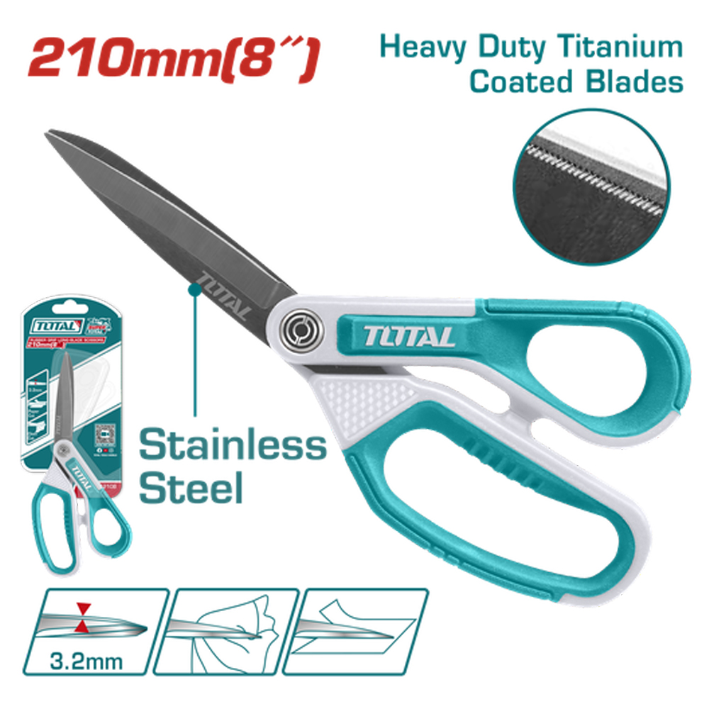 TIJERA 8" ACERO INOXIDABLE MANGO ERGONOMICO INDUSTRIAL SUPER TOTAL (THSCRS812108) 