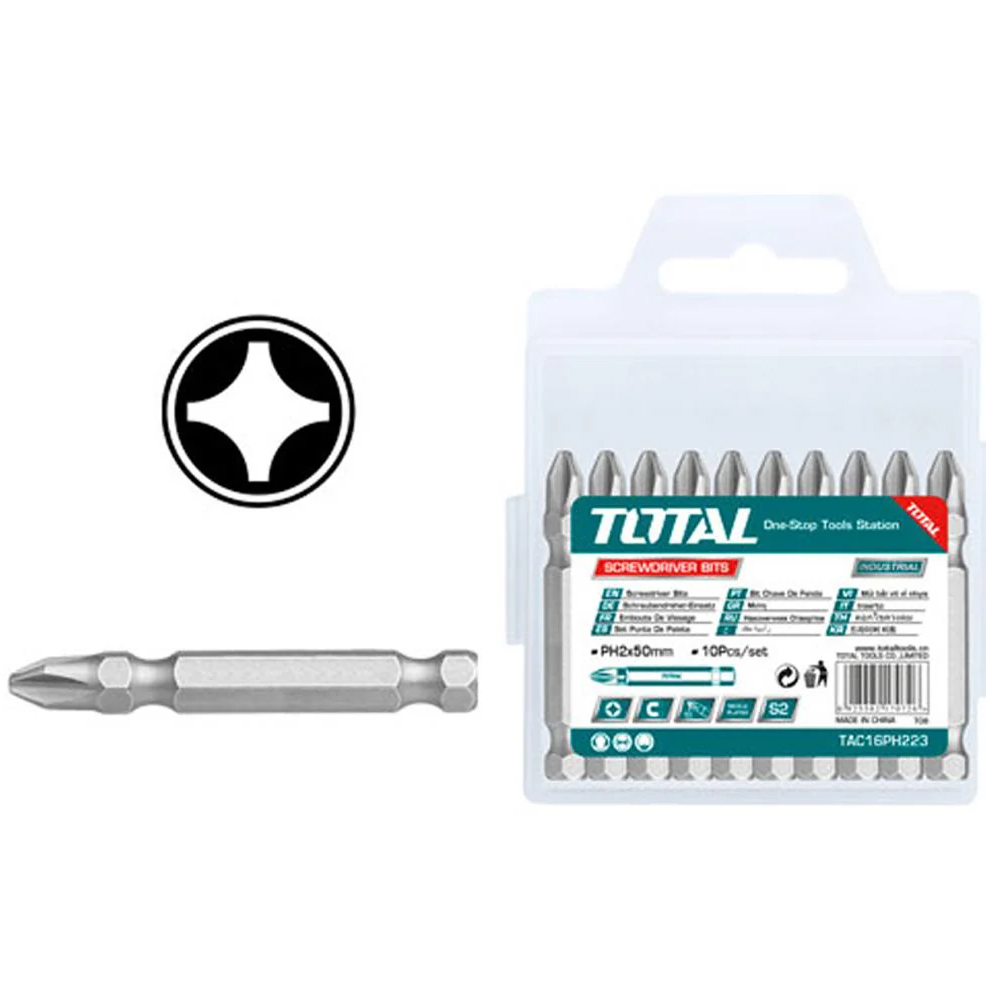 PUNTAS TALADRO INDUSTRIAL (+) JUEGO X 10 PZS TOTAL (TAC16PH223)
