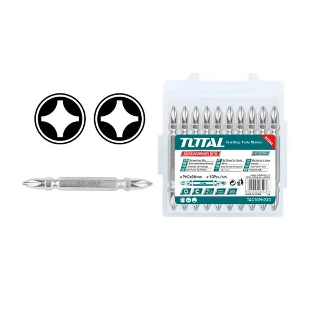 PUNTAS TALADRO INDUSTRIAL DOBLE PUNTA (+) (+) JUEGO X 10 PZS TOTAL (TAC16PH233)