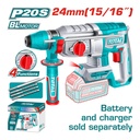 TALADRO ROTOMARTILLO 15/16" 20V 2.4 JULES SDS PLUS INCLUYE ACCESORIOS BATERIA Y CARGADOR SE VENDEN POR SEPARADO (TRHLI20248)