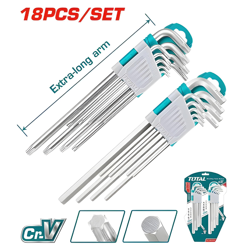 ALEM Y TORX INDUSTRIAL JUEGO X 18 PZS EXTRA LARGAS TOTAL (THT106KT0181)