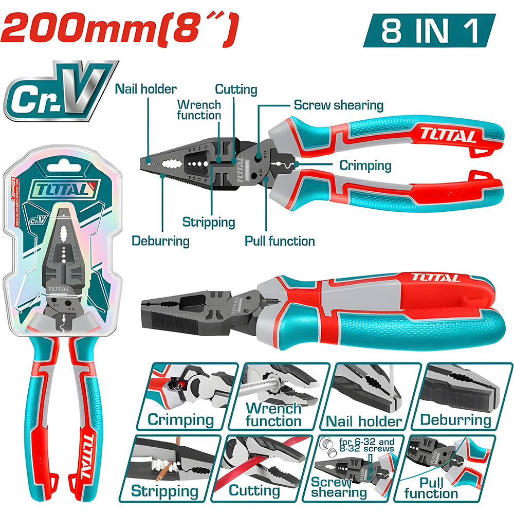 ALICATE 8 " MULTIFUNCIONAL INDUSTRIAL CROMO VANADIUM TOTAL (THTMF186)