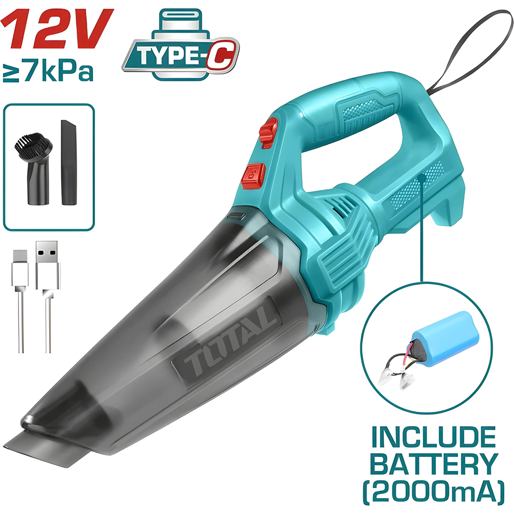 ASPIRADORA DE MANO RECARGABLE 12V,  CAPACIDAD 0,5L SUPER TOTAL (TVLI2026)