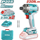 ATORNILLADOR DE IMPACTO INALAMBRICO 1/4 20V 230NM  INCLUYE 2 BATERIAS, 2 PUNTA TALADRO INDUSTRIA  SUPER TOTAL (UTIRLI2023)