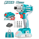 ATORNILLADOR DE IMPACTO INALAMBRICO 1/4" INDUSTRIAL 20V HEXAGONAL INCLUYE 2 BATERIAS 1 CARGADOR TOTAL (UTIRLI2002)