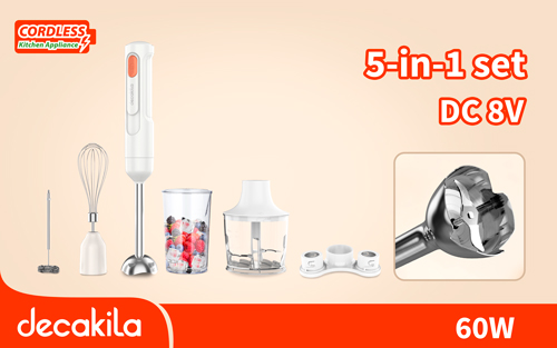 BATIDORA DE MANO INALAMBRICA  INCLUYE 5 ACCESORIOS  8V DECAKILA (KMJB042W)