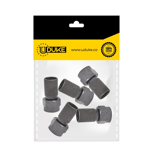 TERMINAL COAXIAL GRIS MATE ROSCA FINA RG6 PQT X 5 UDUKE