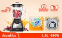 LICUADORA DE  DOS VELOCIDADES 1.5L  VASO PLASTICO 120V CUCHILLAS DE 6 HOJAS  DECAKILA (KUJB045B)