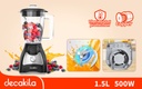 LICUADORA DE  DOS VELOCIDADES 1.5L  VASO PLASTICO 120V CUCHILLA  DE 4 HOJAS  DECAKILA (KUJB043B)