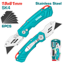 BISTURI NAVAJA 19X61MM ACERO INOXIDABLE INCLUYE 6 HOJAS DE REPUESTO INDUTRIAL SUPER TOTAL (THT5136288)