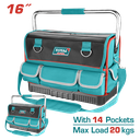 BOLSO DE HERRAMIENTAS 16 REFORZADO CON MANIJA METALICA CAPACIDAD MAXIMA 20KG INDUSTRIAL SUPER TOTAL (THT66L12)